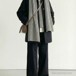 Áo Khoác Dạ Phối Khăn Thanh Lịch Cao Cấp