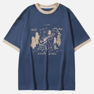 Áo phông phối xanh be