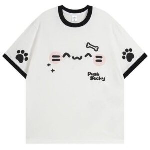 Áo phông trắng viền đen