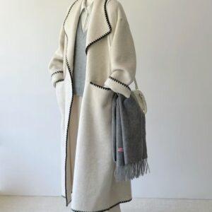 Áo Mangto Nữ Phối Lông Cổ Ấm Áp