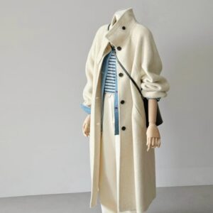 Áo Mangto Nữ Phối Kẻ Sọc Cá Tính