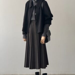 Áo Mangto Nữ Phối Họa Tiết Kẻ