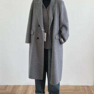 Áo Khoác Dạ Dáng Dài Phối Layer Cá Tính